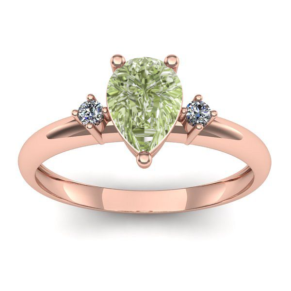 Inel cu diamant de laborator verde lacrima