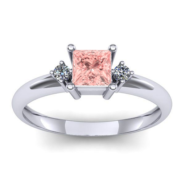 Inel de logodna cu diamant de laborator roz patrat