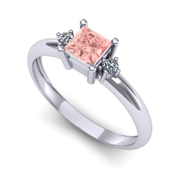 Inel de logodna din aur alb cu diamant de laborator roz