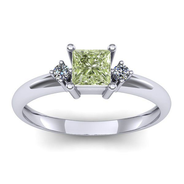 Inel logodna cu diamant de laborator verde patrat