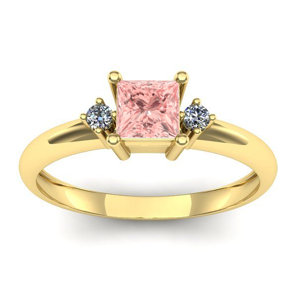 Inel logodna cu diamant de laborator roz patrat