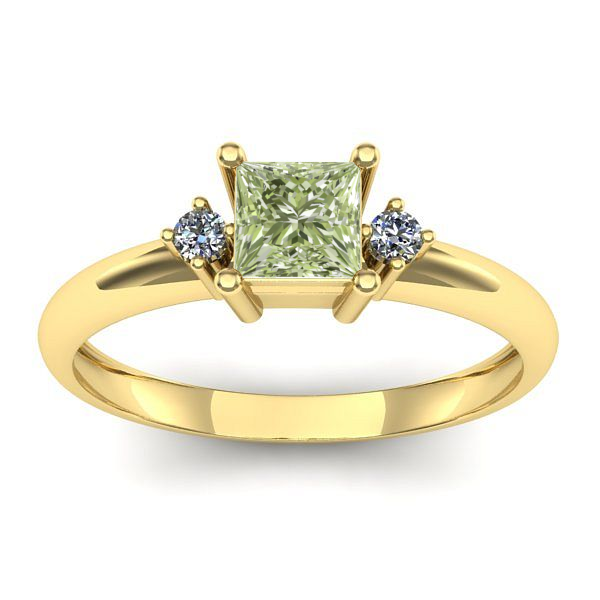 Inel cu diamant de laborator verde patrat