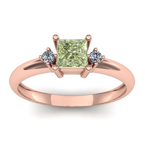 Inel logodna cu diamant de laborator verde patrat