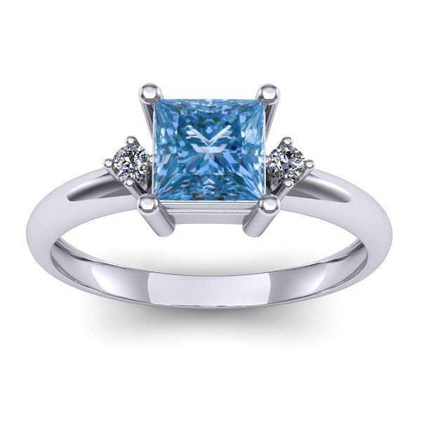Inel de logodna cu diamant de laborator albastru patrat