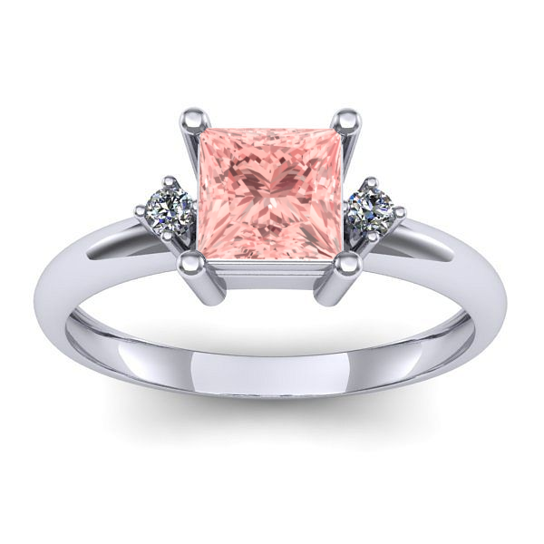 Inel cu diamant de laborator roz patrat