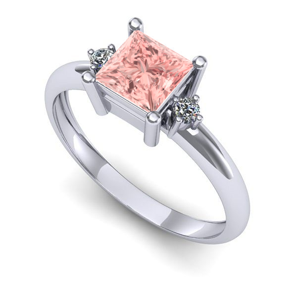 Inel de logodna din aur alb cu diamant de laborator roz