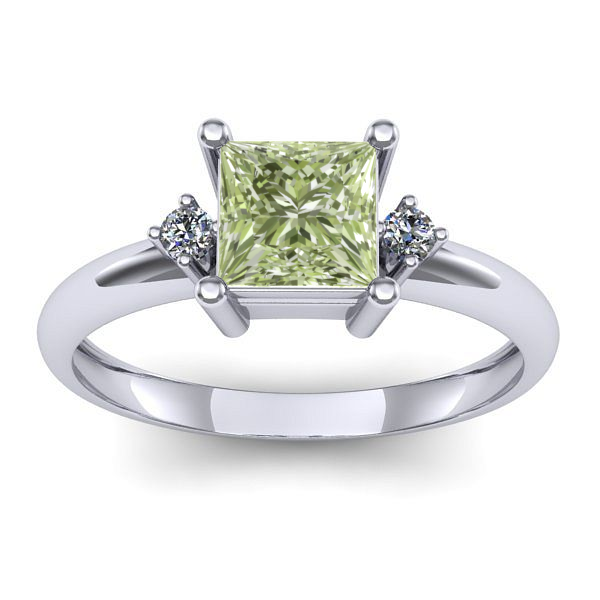 Inel de logodna cu diamant de laborator verde patrat