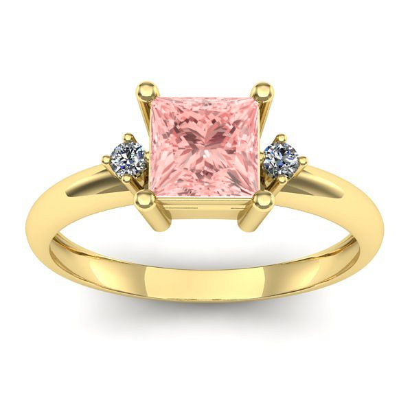 Inel logodna cu diamant de laborator roz patrat