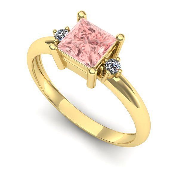Inel din aur galben cu diamant de laborator roz