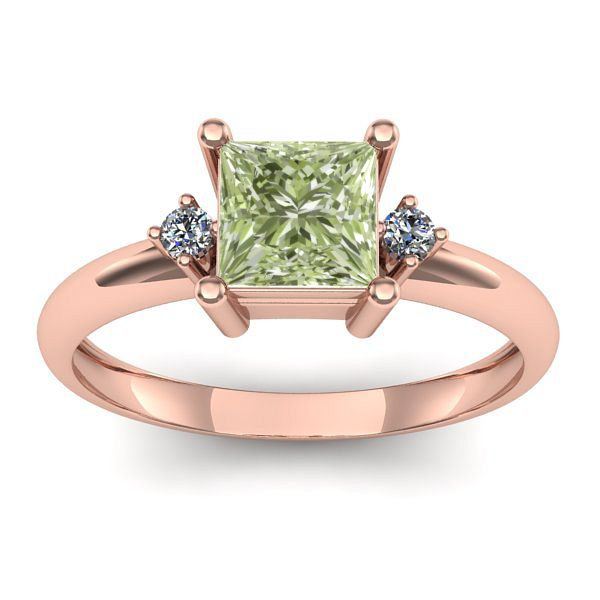 Inel de logodna cu diamant de laborator verde patrat