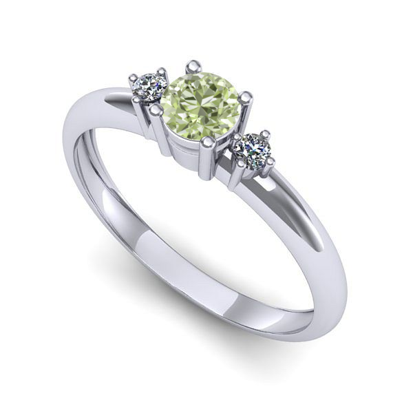 Inel de logodna din aur alb cu diamant de laborator verde