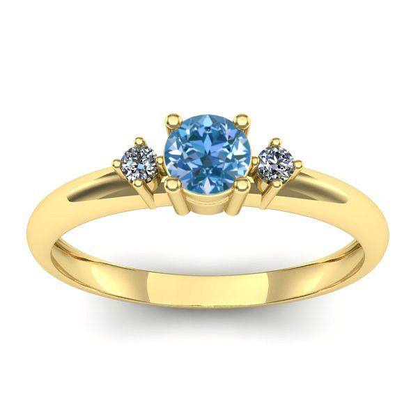 Inel logodna cu diamant de laborator albastru rotund