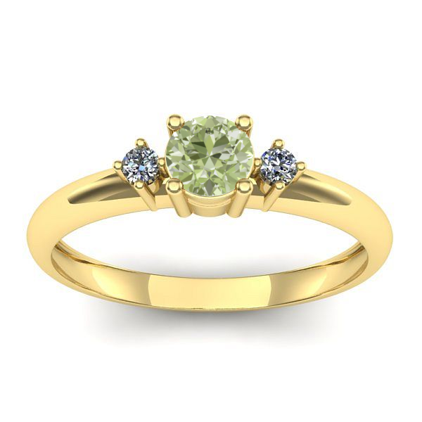 Inel cu diamant de laborator verde rotund