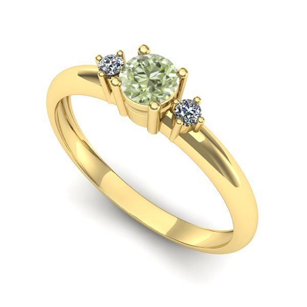 Inel din aur galben cu diamant de laborator verde