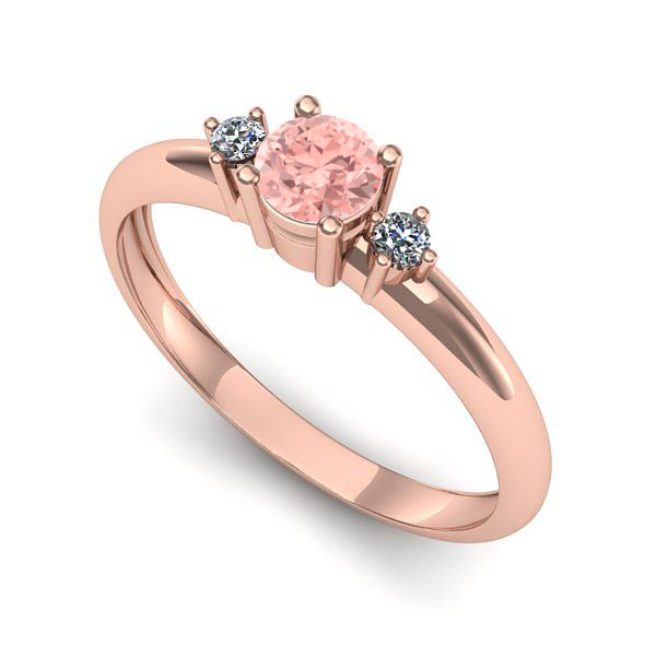 Inel logodna din aur roz cu diamant de laborator roz