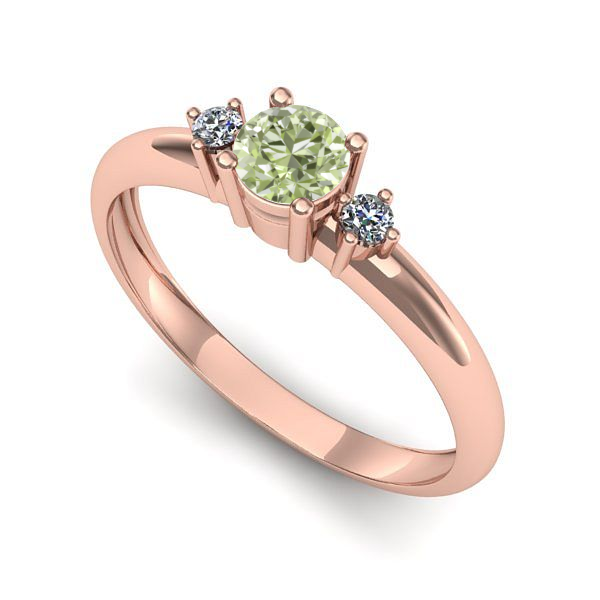 Inel logodna din aur roz cu diamant de laborator verde