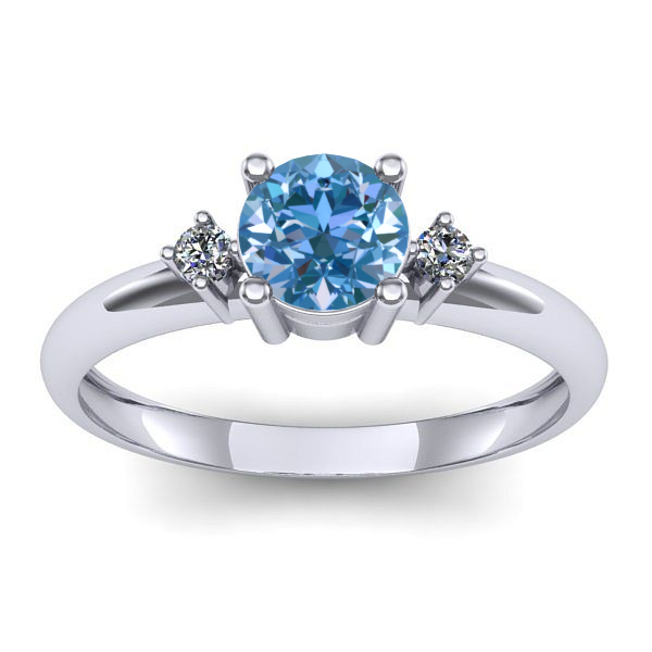 Inel cu diamant de laborator albastru rotund