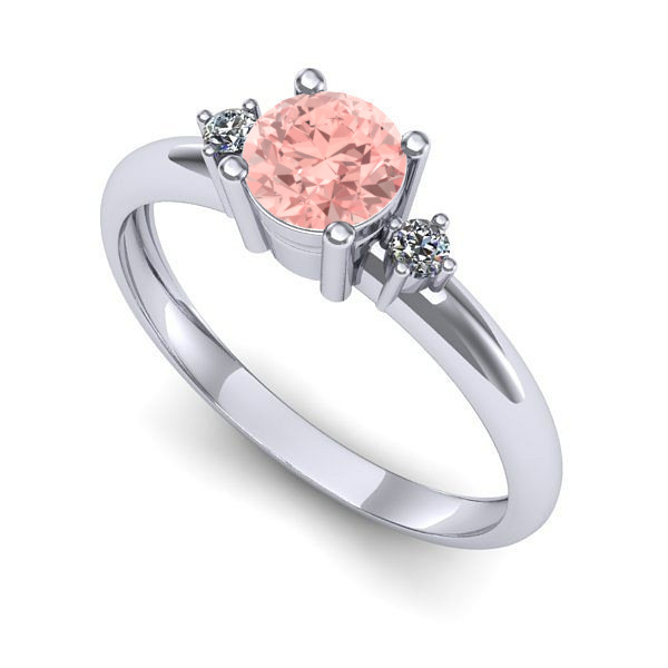 Inel de logodna din aur alb cu diamant de laborator roz