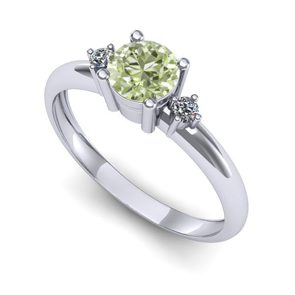 Inel logodna din aur alb cu diamant de laborator verde