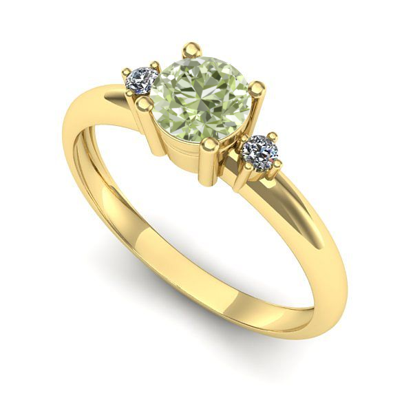 Inel de logodna din aur galben cu diamant de laborator verde