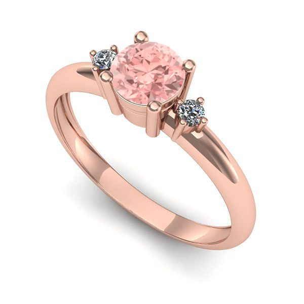 Inel logodna din aur roz cu diamant de laborator roz