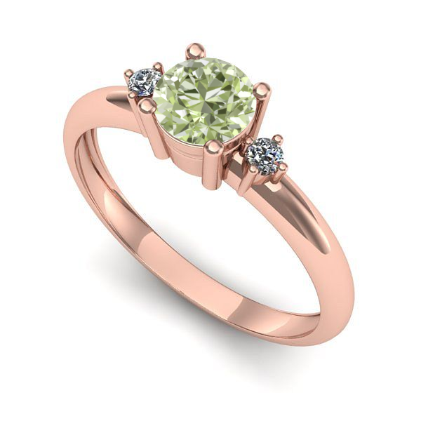 Inel de logodna din aur roz cu diamant de laborator verde