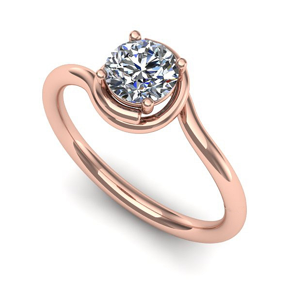 Inel logodna din aur roz cu diamant