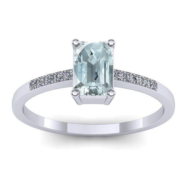 Inel de logodna cu aquamarin dreptunghiular