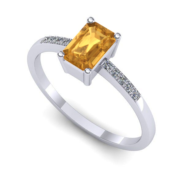 Inel logodna din aur alb cu citrin