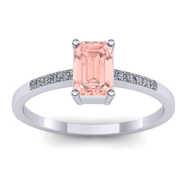 Inel de logodna cu diamant de laborator roz dreptunghiular