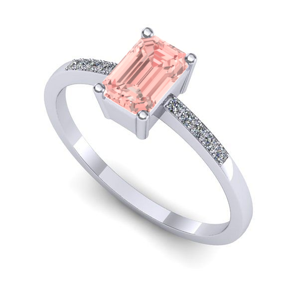 Inel logodna din aur alb cu diamant de laborator roz