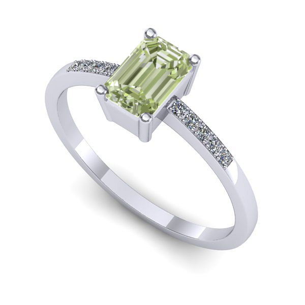 Inel logodna din aur alb cu diamant de laborator verde