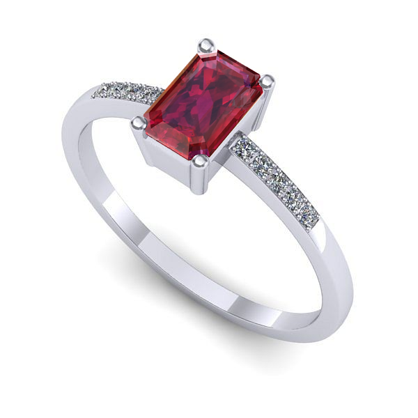 Inel din aur alb cu rubin