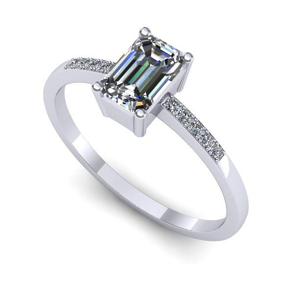 Inel de logodna din aur alb cu safir alb