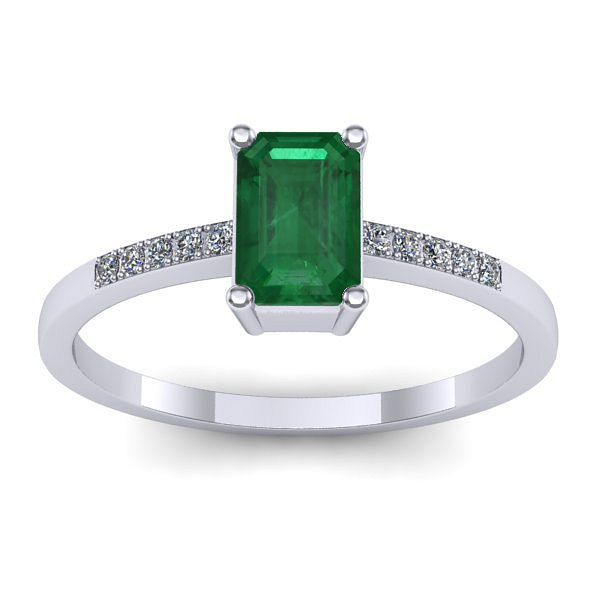 Inel de logodna cu smarald dreptunghiular