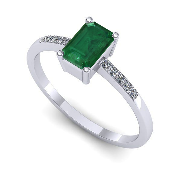 Inel din aur alb cu smarald