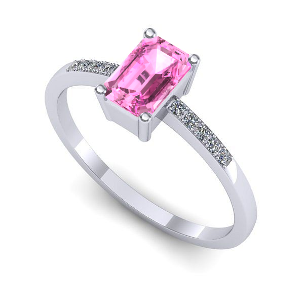 Inel din aur alb cu safir roz