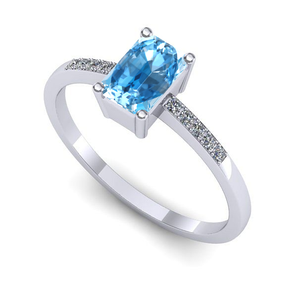 Inel de logodna din aur alb cu topaz blue