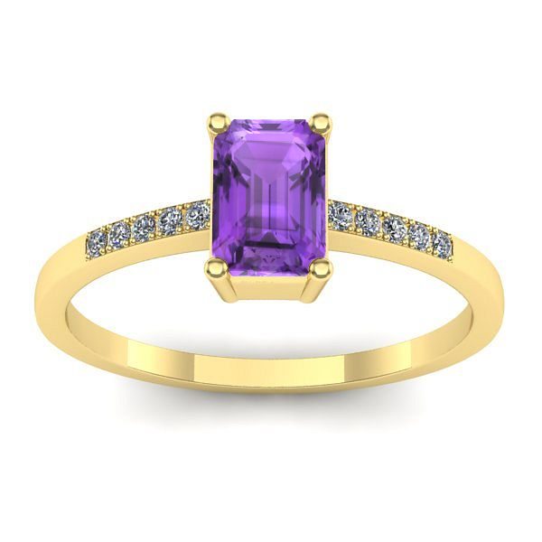 Inel de logodna cu ametist dreptunghiular