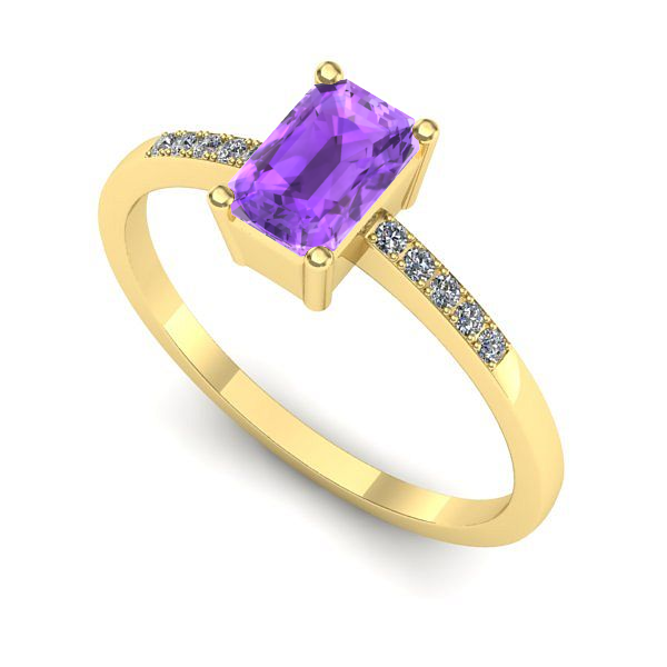 Inel de logodna din aur galben cu ametist