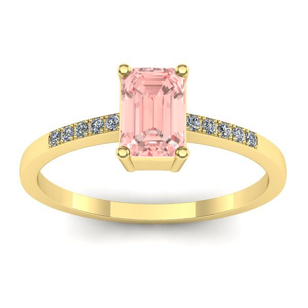 Inel logodna cu diamant de laborator roz dreptunghiular