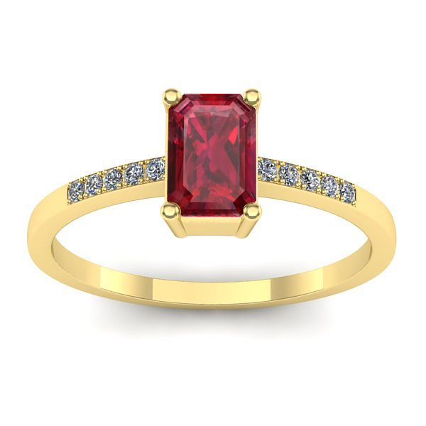 Inel cu rubin dreptunghiular