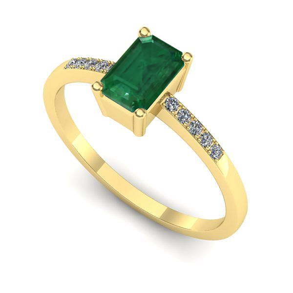 Inel de logodna din aur galben cu smarald