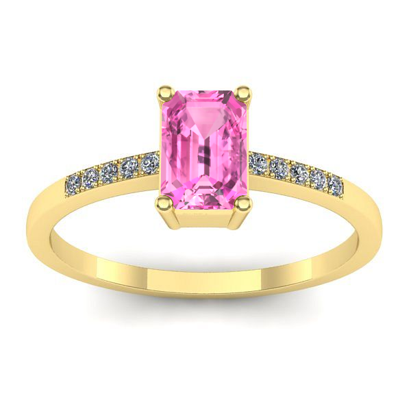 Inel de logodna cu safir roz dreptunghiular