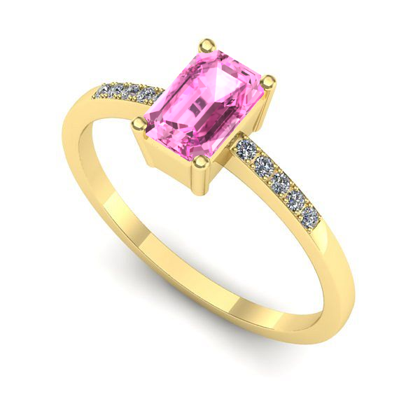 Inel logodna din aur galben cu safir roz