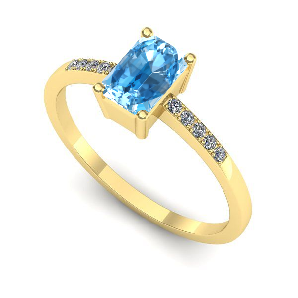 Inel logodna din aur galben cu topaz blue