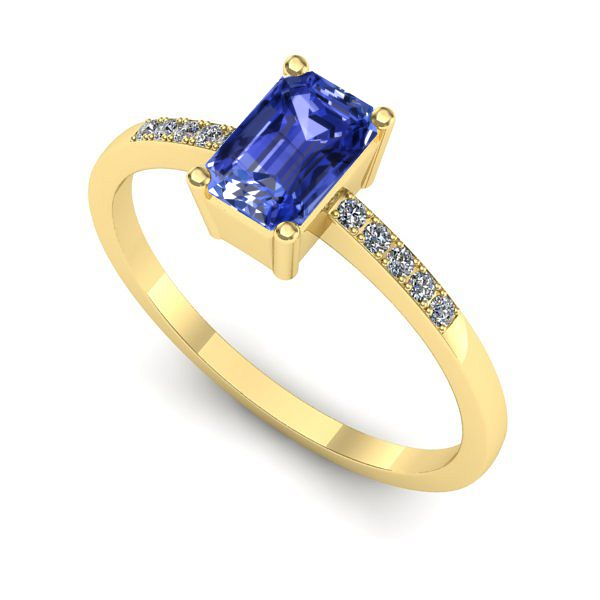Inel logodna din aur galben cu tanzanit
