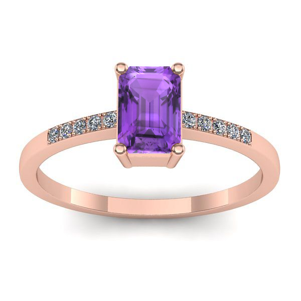 Inel de logodna cu ametist dreptunghiular