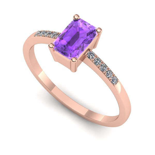 Inel logodna din aur roz cu ametist