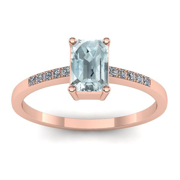 Inel cu aquamarin dreptunghiular